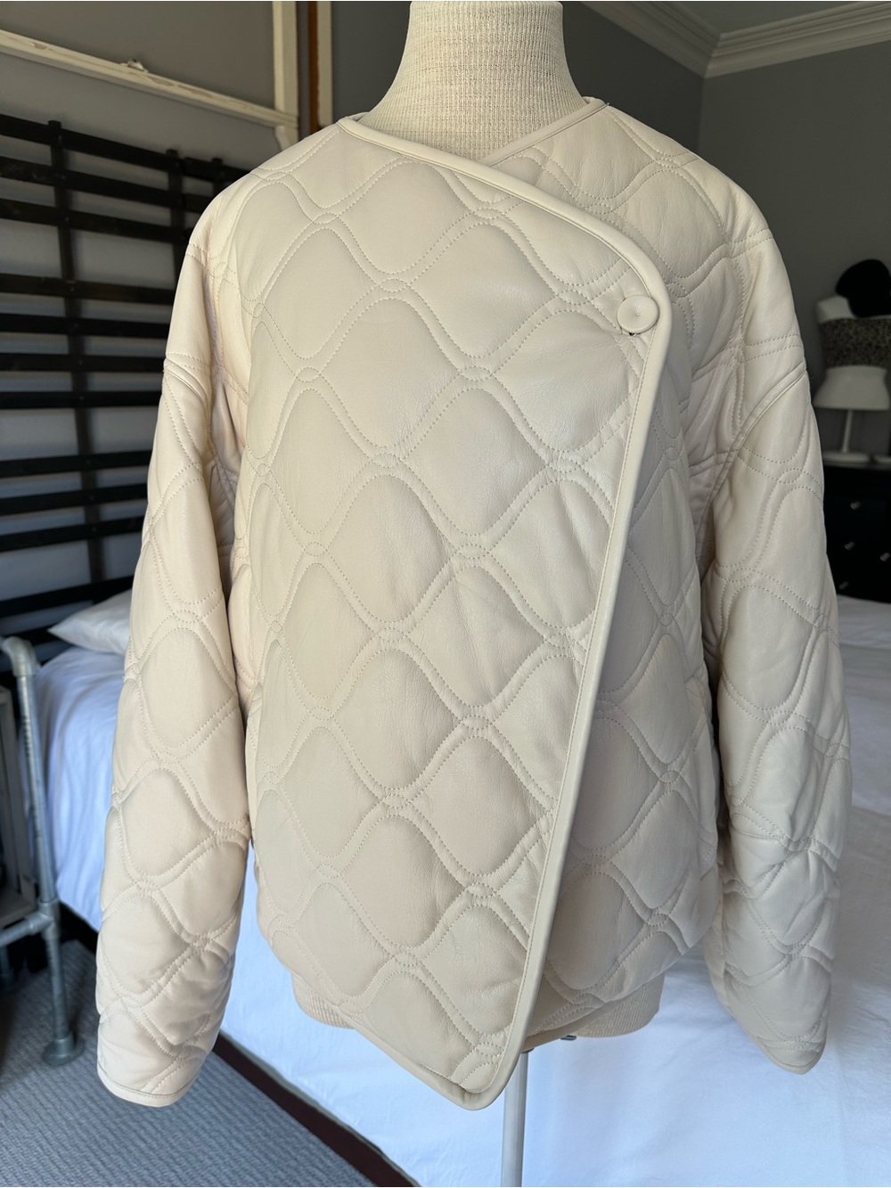 A.L.C. Quilted Cream Bomber Jacket, size XL - Picture 8 of 17